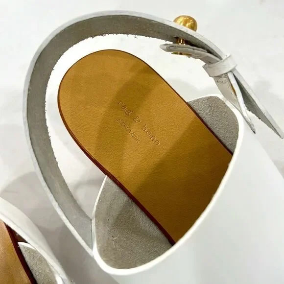 Rag & Bone City Heel Sandal In Bright White Size 7 NEW! - Picture 6 of 10